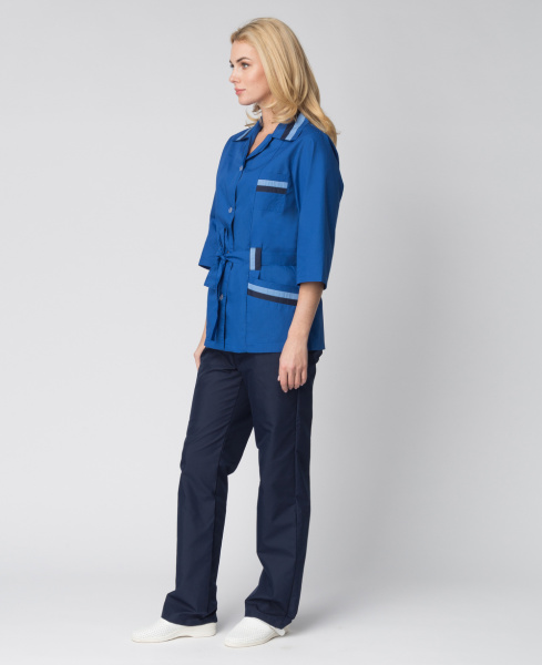 Костюм женский Лирель (тк.Смесовая,120), васильковый/т.синий