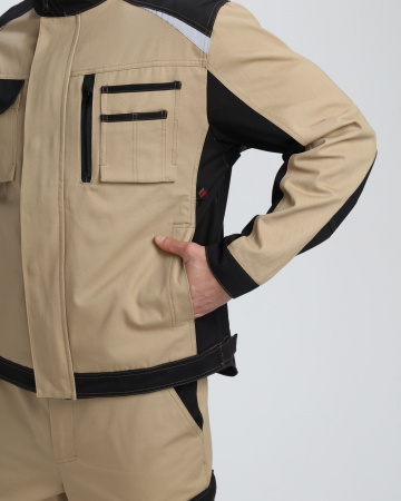 Куртка Айкор (тк.Смесовая,260), бежевый/черный