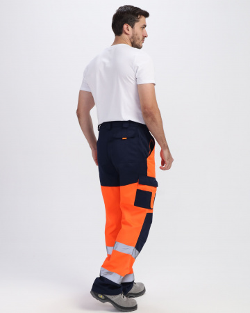 Костюм сигнальный ProfLineSpecialist-1 (тк.Смесовая МВО,240) брюки, оранжевый/т.синий
