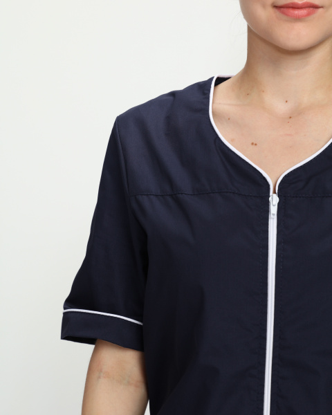 Халат женский Элла (тк.Смесовая,120), т.синий/белый