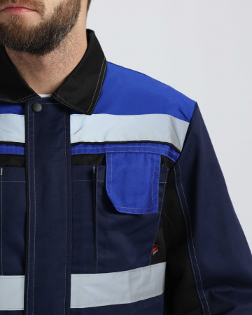 Костюм Вивантек-1 СОП У. (тк.Смесовая,240) брюки, т.синий/черный/васильковый