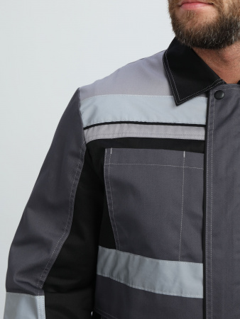 Костюм Вивантек-2 СОП У. (тк.Смесовая,240) п/к, т.серый/черный/св.серый