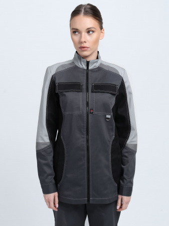 Костюм женский Вектрон-1 У. (тк.Смесовая,240) брюки, т.серый/св.серый/черный