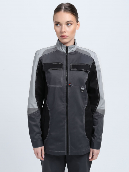 Костюм женский Вектрон-1 У. (тк.Смесовая,240) брюки, т.серый/св.серый/черный