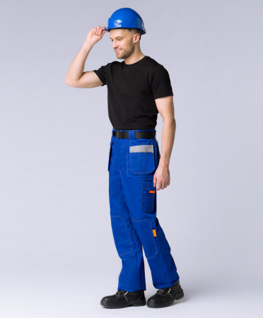 Костюм Драга-1 (тк.Балтекс,240) брюки, васильковый/св.серый/оранжевый