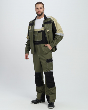 Костюм Вектрон-2 (тк.Смесовая МВО,240) п/к, хаки/черный/бежевый