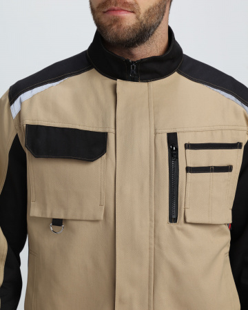 Куртка Айкор (тк.Смесовая,260), бежевый/черный