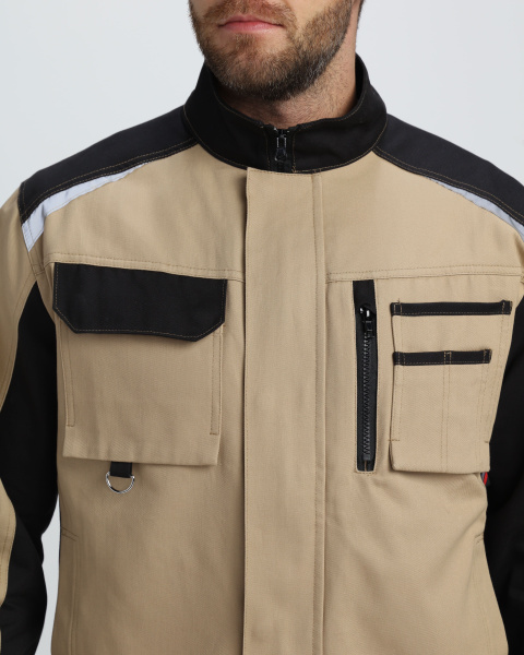 Куртка Айкор (тк.Смесовая,260), бежевый/черный