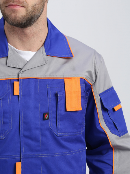 Костюм Драга-2 (тк.Смесовая МВО,240) п/к, васильковый/св.серый/оранжевый