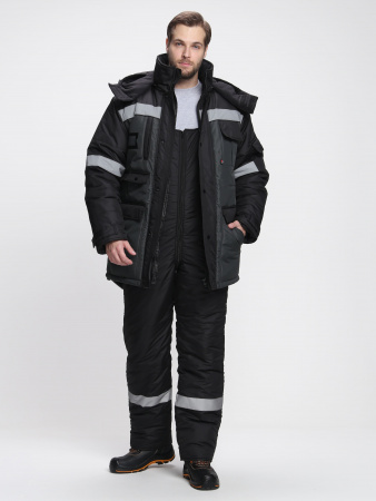 Костюм зимний Беркорт-2 СОП К. (тк.Таслан,135) п/к, черный/т.серый