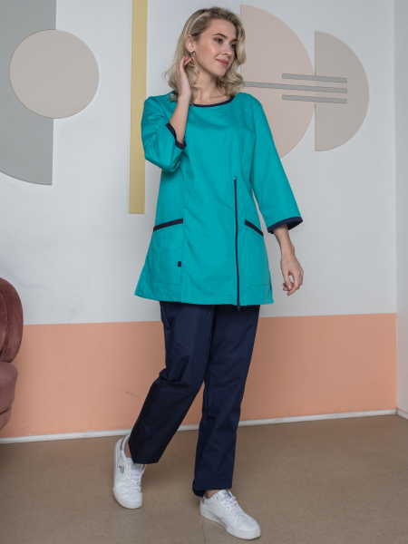 Костюм женский Лана (тк.Смесовая,120), св.бирюзовый/т.синий