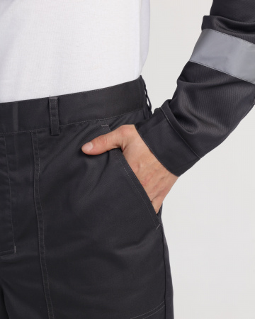 Костюм Лигор-1 Премиум СОП (тк.Смесовая,240) брюки, т.серый/красный