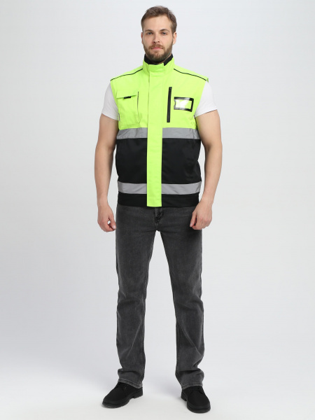 Куртка-трансформер сигнальная ProfLineSpecialist (тк.Смесовая МВО,240), желтый/черный