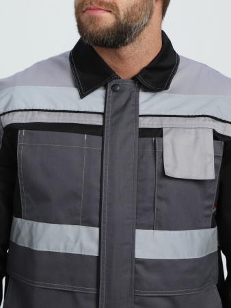 Костюм Вивантек-1 СОП К. (тк.Смесовая МВО,240) брюки, т.серый/черный/св.серый