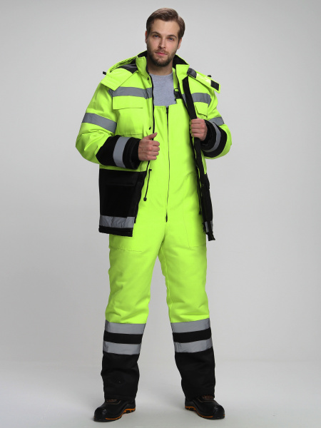 Костюм зимний сигнальный Яркон-2 СОП (тк.Смесовая,210) п/к, лимонный/черный