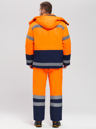 Костюм зимний сигнальный Яркон-2 СОП (тк.Смесовая,210) п/к, оранжевый/т.синий