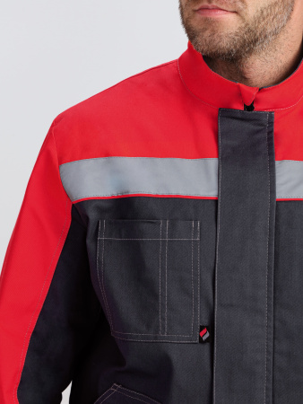 Костюм Бриготек-1 СОП (тк.Смесовая,260) брюки, т.серый/красный