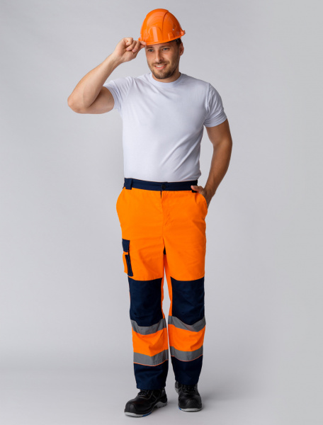 Костюм сигнальный (тк.Балтекс,210) брюки, оранжевый/т.синий