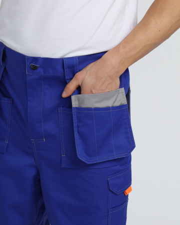 Костюм Драга-1 (тк.Смесовая МВО,240) брюки, васильковый/св.серый/оранжевый