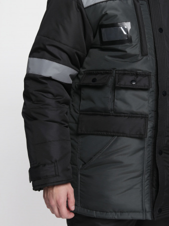 Костюм зимний Беркорт-2 СОП К. (тк.Таслан,135) п/к, черный/т.серый