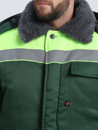 Костюм зимний на пуговицах Квайл-1 СОП (тк.Смесовая,210) брюки, т.зеленый/лимонный