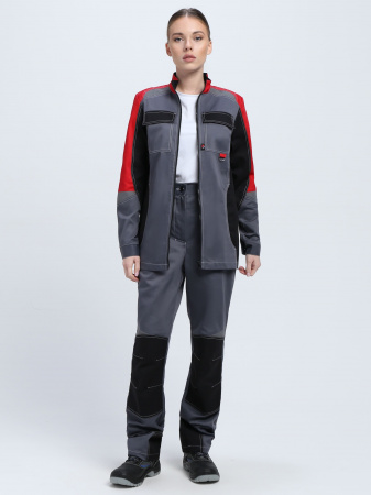 Костюм женский Вектрон-1 (тк.Смесовая,240) брюки, серый/красный/черный