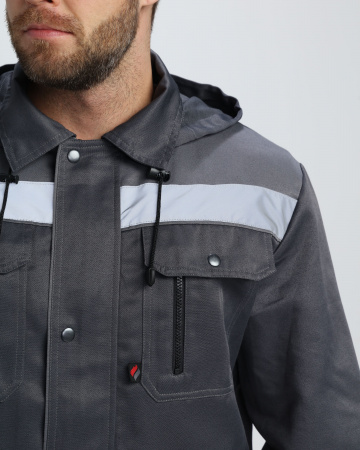 Костюм Нейч-2 СОП с капюшоном (тк.Смесовая,210) п/к, т.серый/св.серый