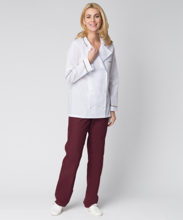Костюм женский повара Гурман (тк.ТиСи), белый/бордовый