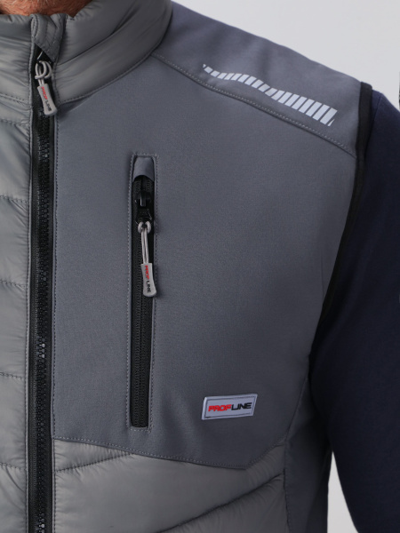 Жилет утепленный ProfLineLeader (тк.Нейлон/Софтшел), серый