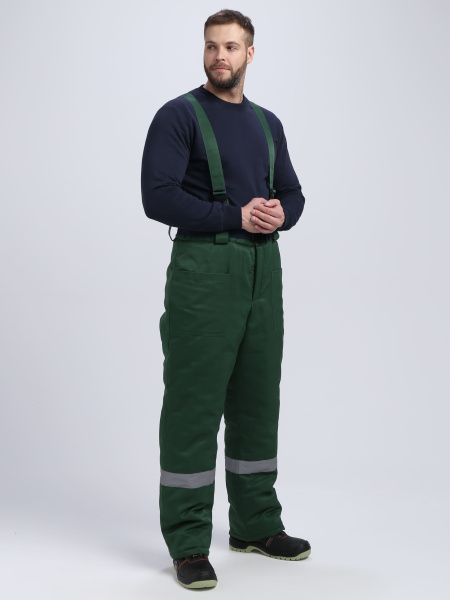 Костюм зимний на пуговицах Квайл-1 СОП (тк.Смесовая,210) брюки, т.зеленый/лимонный