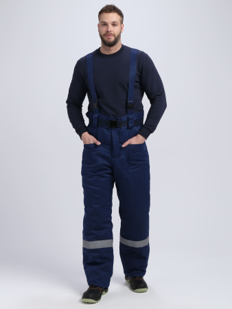 Костюм зимний на пуговицах Квайл-1 СОП (тк.Смесовая,210) брюки, т.синий/лимонный