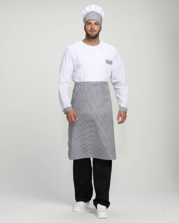 Костюм повара Шефирон (тк.Смесовая,120), белый/черный/принт-клетка