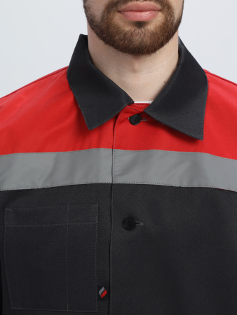 Костюм Лигор-1 СОП У. (тк.Смесовая,210) брюки, черный/красный