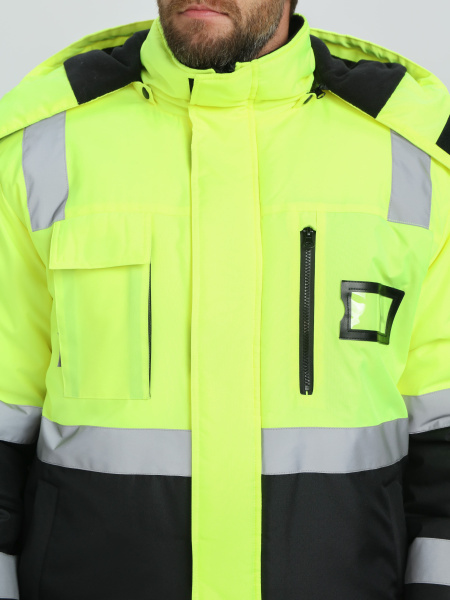 Костюм зимний сигнальный ProfLineSpecialist (тк.Оксфорд PU) брюки, желтый/черный