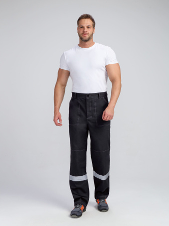 Костюм Бриготек-1 СОП (тк.Смесовая,260) брюки, т.серый/красный