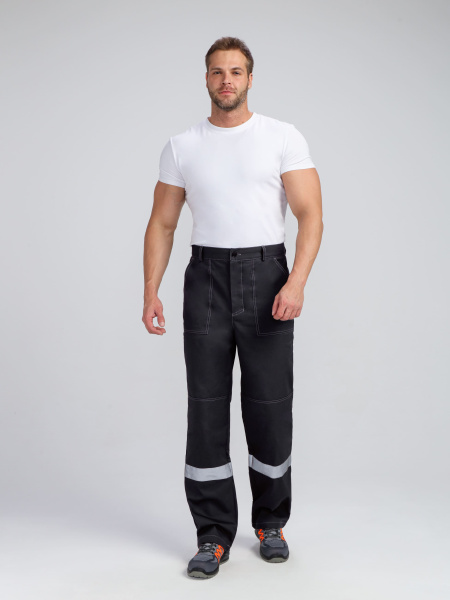 Костюм Бриготек-1 СОП (тк.Смесовая,260) брюки, т.серый/красный