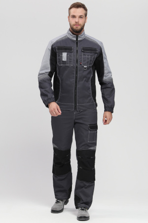 Костюм Вектрон-2 (тк.Смесовая,240) п/к, т.серый/св.серый/черный