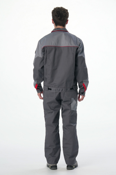 Костюм Драга-2 (тк.Смесовая МВО,240) п/к, т.серый/св.серый/красный