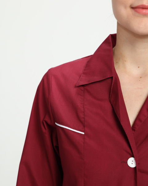 Халат женский Диана (тк.ТиСи), бордовый/белый