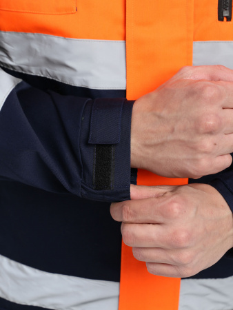 Куртка-трансформер сигнальная ProfLineSpecialist (тк.Смесовая МВО,240), оранжевый/т.синий