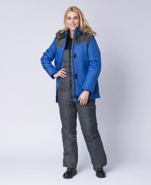 Куртка зимняя женская Сакрин (тк.Дюспо,80), васильковый/т.серый