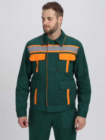 Костюм Итрорис-1 СОП (тк.Саржа,250) брюки, т.зеленый/оранжевый