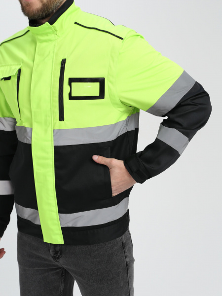 Куртка-трансформер сигнальная ProfLineSpecialist (тк.Смесовая МВО,240), желтый/черный