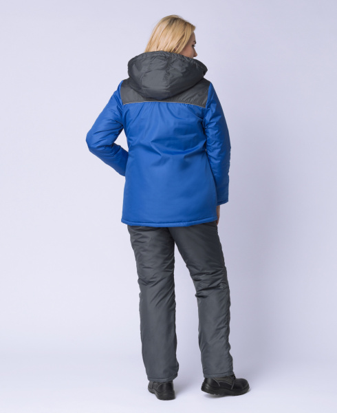 Куртка зимняя женская Сакрин (тк.Дюспо,80), васильковый/т.серый