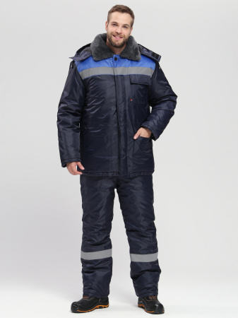 Костюм зимний на пуговицах Квайл-2 СОП (тк.Оксфорд,90) п/к, т.синий/васильковый