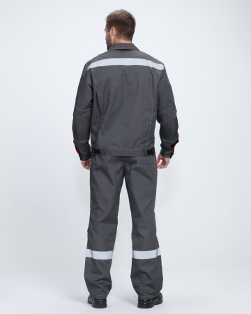 Костюм Флофт-1 Премиум СОП (тк.Смесовая,240) брюки, т.серый/серый/красный