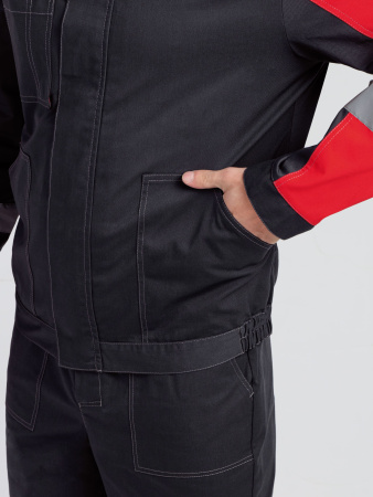 Костюм Бриготек-1 СОП (тк.Смесовая,260) брюки, т.серый/красный