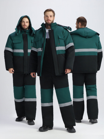 Костюм зимний Нордхард-2 СОП (тк.Смесовая,250) п/к, черный/зеленый