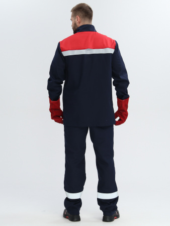 Костюм сварщика Велдсвар-СОП 1 кл.защиты (тк.Хлопок-ОП,350) брюки, т.синий/красный
