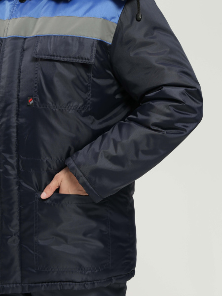 Костюм зимний на пуговицах Квайл-2 СОП (тк.Оксфорд,90) п/к, т.синий/васильковый